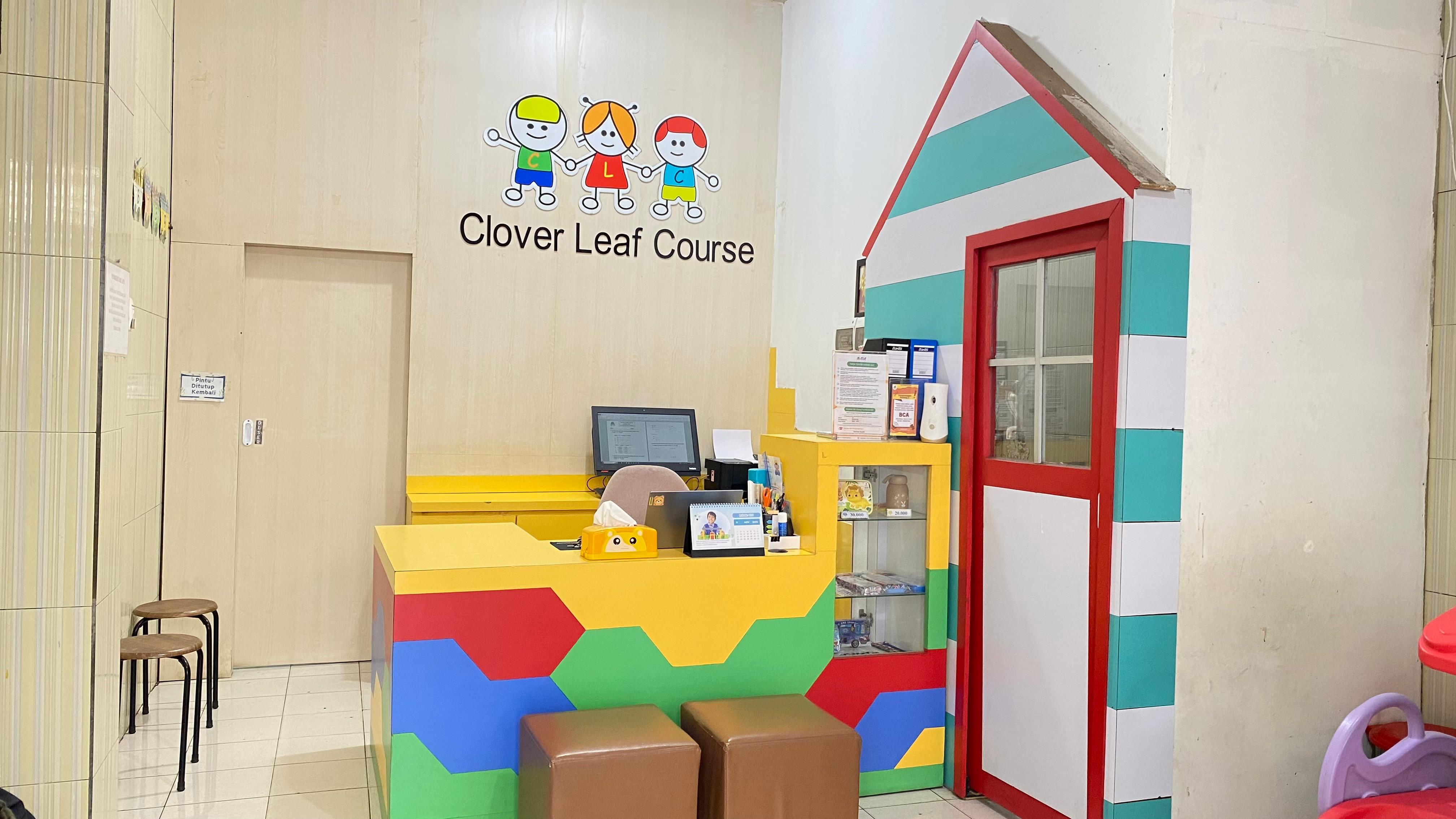 cartoon style modern kids learning center in a mall setting in Jakarta, bright and colorful