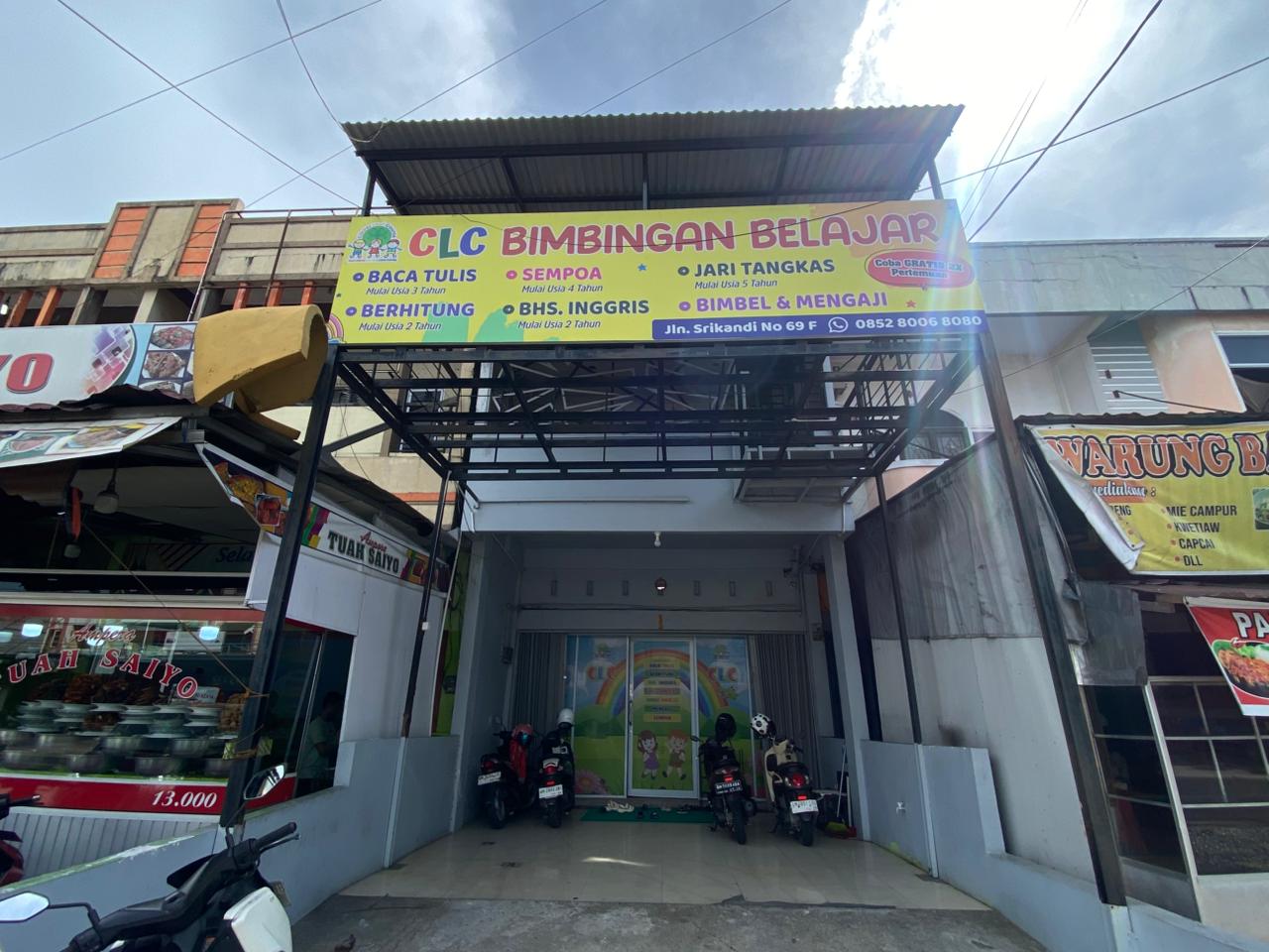 cartoon style modern kids learning center in a mall setting in Jakarta, bright and colorful